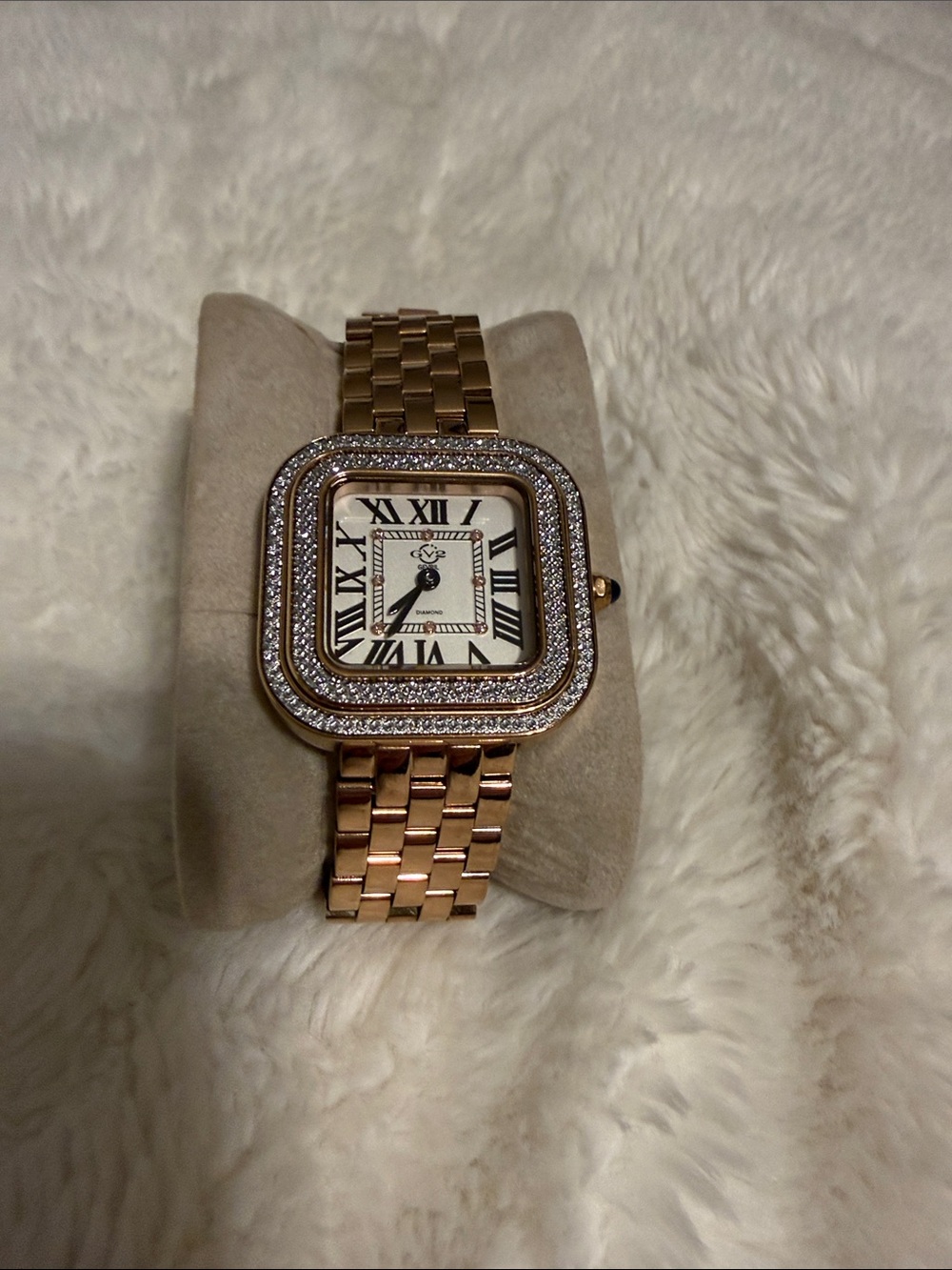 Gold Crystal-Trim Square Dial Women's Bracelet Watch - Picture 5 of 11